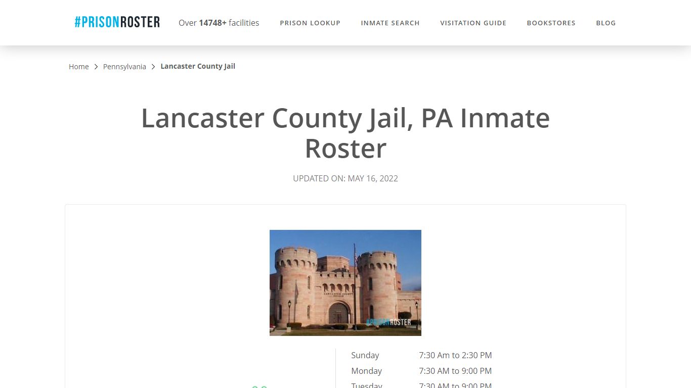 Lancaster County Jail, PA Inmate Roster